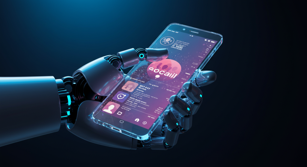 Robot hand holding phone
