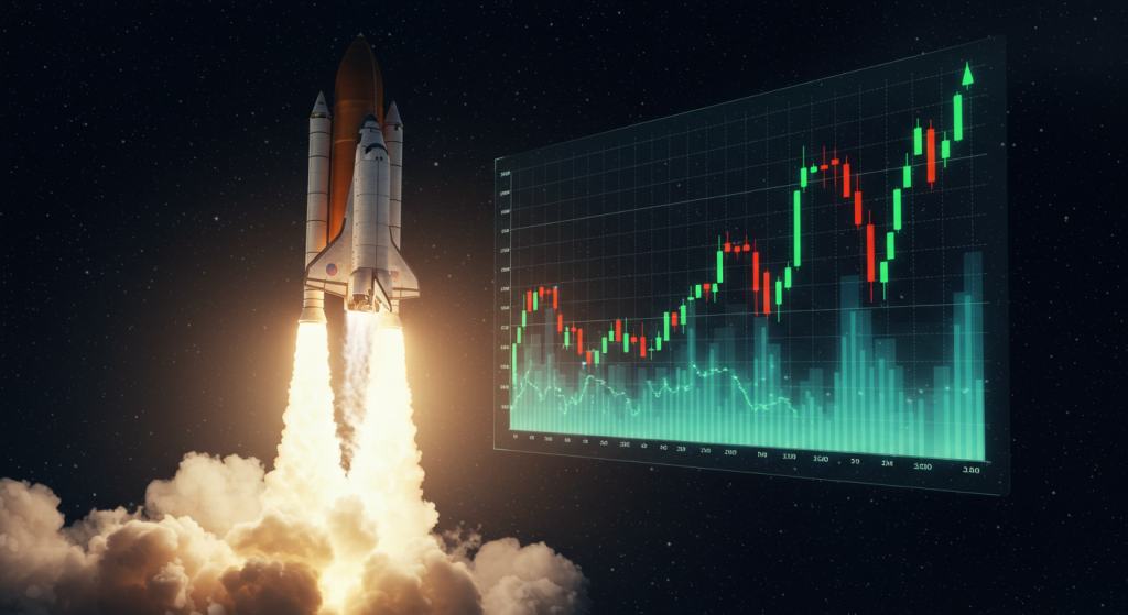 Rocket taking off from graph